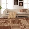 Superior Indoor Area Rug, Jute Backing, Patchwork Floral Rugs for Entryway, Living Room, Kitchen Floors, Plush Floor Cover, Color Block Damask Rug, Kennicot Collection, 4′ x 6′, Beige Red(Brown)