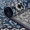 Superior Indoor Area Rug, Jute Backing, Rugs for Entryway, Dining, Kitchen, Bedroom Floors, Traditional Floor Decor, Oriental Medallion Indoor Rug, Glendale Collection, 2′ x 3′, Brown(Blue)