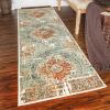 Superior Indoor Area Rug, Jute Backing, Soft Modern Rugs for Entryway, Kitchen Floors, Office Floor Cover, Floral Medallion Rugs, Rangoli Collection, 7′ x 9′, Maroon(Canal Blue)