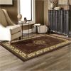 Superior Indoor Area Rug, Jute Backing, Traditional Medallion Rugs for Entry, Kitchen Floors, Plush Floor Cover, Floral Scroll Border Rug, Kensington Collection, 3′ x 5′, Brown(Brown Ivory)