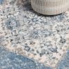 Superior Indoor Area Rug, Jute Backing, Traditional Medallion Rugs for Entry, Kitchen Floors, Plush Floor Cover, Floral Scroll Border Rug, Kensington Collection, 3′ x 5′, Brown(Kailani – Blue Ivory)