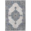 Superior Indoor Area Rug, Jute Backing, Traditional Medallion Rugs for Entry, Kitchen Floors, Plush Floor Cover, Floral Scroll Border Rug, Kensington Collection, 3′ x 5′, Brown(Blue Ivory – Z)