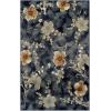 Superior Indoor Area Rug, Jute Backing, Traditional Medallion Rugs for Entry, Kitchen Floors, Plush Floor Cover, Floral Scroll Border Rug, Kensington Collection, 3′ x 5′, Brown(Blue Brown)