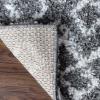 Superior Indoor Area Rug Perfect for Bedroom, Laundry Room, Entryway, Office, Playroom, Nursery, Fluffy Carpet Cover, Modern Geometric Diamond Lattice Shag Flor Collection, 2′ 7″ x 8′, Ivory Black(Alia Grey Ivory)
