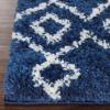 Superior Indoor Area Rug Perfect for Bedroom, Laundry Room, Entryway, Office, Playroom, Nursery, Fluffy Carpet Cover, Modern Geometric Diamond Lattice Shag Flor Collection, 2′ 7″ x 8′, Ivory Black(Alia Blue Beige)