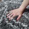Superior Indoor Area Rug Perfect for Bedroom, Laundry Room, Entryway, Office, Playroom, Nursery, Fluffy Carpet Cover, Modern Geometric Diamond Lattice Shag Flor Collection, 2′ 7″ x 8′, Ivory Black(Flor Grey Ivory)