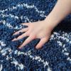 Superior Indoor Area Rug Perfect for Bedroom, Laundry Room, Entryway, Office, Playroom, Nursery, Fluffy Carpet Cover, Modern Geometric Diamond Lattice Shag Flor Collection, 2′ 7″ x 8′, Ivory Black(Flor Blue Beige)