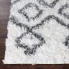 Superior Indoor Area Rug Perfect for Bedroom, Laundry Room, Entryway, Office, Playroom, Nursery, Fluffy Carpet Cover, Modern Geometric Diamond Lattice Shag Flor Collection, 2′ 7″ x 8′, Ivory Black(Alia Ivory Black)