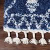 Superior Indoor Area Rug Perfect for Bedroom, Laundry Room, Office, Playroom, Nursery, Fluffy Carpet Cover, Modern Geometric Diamond Lattice Shag Rhea Collection, 2′ 7″ x 8′, Light Grey & Ivory(Blue Beige)