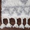 Superior Indoor Area Rug Perfect for Bedroom, Laundry Room, Office, Playroom, Nursery, Fluffy Carpet Cover, Modern Geometric Diamond Lattice Shag Rhea Collection, 2′ 7″ x 8′, Light Grey & Ivory(Ivory Grey)