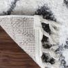 Superior Indoor Area Rug Perfect for Bedroom, Laundry Room, Office, Playroom, Nursery, Fluffy Carpet Cover, Modern Geometric Diamond Lattice Shag Rhea Collection, 2′ 7″ x 8′, Light Grey & Ivory(Ivory Black)