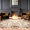 Superior Indoor Area Rug or Runner, Jute Backing, Traditional Floral Scroll Medallion, Ideal for Entryway, Living Room, Kitchen, Bedroom, Hallway, Floor Cover, Astral Collection, 2′ 7″ x 8′, Beige Red(Ivory Orange)