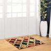 Superior Indoor Area Runner, Jute Backed, Perfect for Hallway, Living/ Dining Room, Bedroom, Office, Kitchen, Entryway, Modern Geometric Trellis Floor Decor, Viking Collection, 2′ 7″ x 8′, Green(Red Blue)