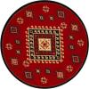 Superior Indoor Large Area Rug with Jute Backing, Bohemian Geometric Rugs for Home, Bedroom, Living Room, Kitchen, Entryway, Office, Southwestern Floor Decor, Santa Fe Collection, 5′ Round, Red