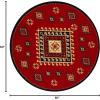 Superior Indoor Large Area Rug with Jute Backing, Bohemian Geometric Rugs for Home, Bedroom, Living Room, Kitchen, Entryway, Office, Southwestern Floor Decor, Santa Fe Collection, 5′ Round, Red