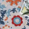 Superior Indoor Outdoor Area Rug, Floor Decor Perfect for Patio, Pool, Deck, Kitchen, Entryway, Tropical Leaves Coastal Style Rug, Siesta Collection, 6′ x 8′ 10″, Grey(Multicolor – Z)