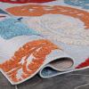 Superior Indoor Outdoor Area Rug, Floor Decor Perfect for Patio, Pool, Deck, Kitchen, Entryway, Tropical Leaves Coastal Style Rug, Siesta Collection, 6′ x 8′ 10″, Grey(Multi Color)