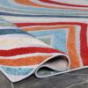 Superior Indoor Outdoor Area Rug, for Patio, Poolside, Backyard, Playroom, Kitchen, Dining Room, Entryway, Mudroom, Coastal Striped Floor Cover, Wave Collection, 5′ 6″ x 8′, Multicolor