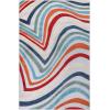 Superior Indoor Outdoor Area Rug, for Patio, Poolside, Backyard, Playroom, Kitchen, Dining Room, Entryway, Mudroom, Coastal Striped Floor Cover, Wave Collection, 5′ 6″ x 8′, Multicolor
