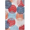Superior Indoor Outdoor Area Rug, for Patio, Poolside, Deck, Backyard, Playroom, Kitchen, Dining Room Floors, Mudroom, Floral Medallion Floor Cover, Hydrangea Collection, 4′ x 6′, Multicolor