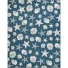 Superior Indoor/ Outdoor Large Area Rug, Geometric Modern Home Floor Decor For Patio, Poolside, Entryway, Kitchen, Living Room, Bedroom, Jute Backed Rugs, Colburn Collection, 5′ x 8′, Blue(Navy Blue)