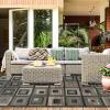 Superior Indoor/ Outdoor Large Area Rug, Geometric Modern Home Floor Decor For Patio, Poolside, Entryway, Kitchen, Living Room, Bedroom, Jute Backed Rugs, Colburn Collection, 5′ x 8′, Blue(Green/Brown)