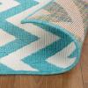 Superior Indoor/ Outdoor Large Area Rug, Geometric Modern Home Floor Decor For Patio, Poolside, Entryway, Kitchen, Living Room, Bedroom, Jute Backed Rugs, Colburn Collection, 5′ x 8′, Blue(Cream/Blue)