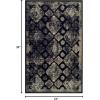 Superior Indoor Runner Rug, Jute Backing, Modern Plush Rugs for Entryway, Kitchen Floors, Hallway, Office Floor Cover, Medallion Rugs, Mayfair Collection, 2′ 7″ x 8′, Ivory(Black)