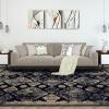 Superior Indoor Runner Rug, Jute Backing, Modern Plush Rugs for Entryway, Kitchen Floors, Hallway, Office Floor Cover, Medallion Rugs, Mayfair Collection, 2′ 7″ x 8′, Ivory(Black)