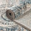 Superior Indoor Runner Rug, Jute Backing, Plush Carpet Cover, for Hallways, Entry, Office, Plush Floor Cover, Modern Wood Grain, Abstract Lines, Veer Collection, 2′ 7″ x 8′, Chocolate(Blue-beige)