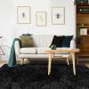 Superior Indoor Shag Modern Fuzzy Soft Cozy Shaggy Living/Dining Room, Bedroom, Office, Entryway, Kitchen, Dorm, Playroom, Kids, Nursery, Textured Area Rug, 2 ft 5 in x 12 ft, Sage(Black)
