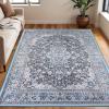 Superior Large Indoor Area Rug, Modern Floor Decor for Living/Dining Room, Kitchen, Bedroom, Office, Entry, Flat-Weave, Floral Medallion, Cotton Backing, Fiorella Collection, 10′ x 13′, Berry Red(Light Blue)