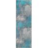 Superior Large Indoor Runner Rug, Modern Floor Decor, Living/Dining Room, Kitchen, Office, Entry, Distressed Floral, Geometric Medallion, Cotton Backing, Huda Collection, 2′ 6″ x 7′ 6″, Charcoal(Cerulean Blue)