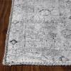 Superior Large Indoor Runner Rug, Modern Floor Decor, Living/Dining Room, Kitchen, Office, Entry, Distressed Floral, Geometric Medallion, Cotton Backing, Huda Collection, 2′ 6″ x 7′ 6″, Charcoal(Charcoal 01)