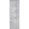 Superior Large Indoor Runner Rug, Modern Floor Decor, Living/Dining Room, Kitchen, Office, Entry, Distressed Floral, Geometric Medallion, Cotton Backing, Huda Collection, 2′ 6″ x 7′ 6″, Charcoal(Charcoal 01)