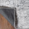 Superior Large Indoor Runner Rug, Modern Floor Decor, Living/Dining Room, Kitchen, Office, Entry, Distressed Floral, Geometric Medallion, Cotton Backing, Huda Collection, 2′ 6″ x 7′ 6″, Charcoal(Charcoal 01)