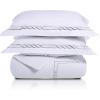 Superior Lorenz Cotton 200 Thread Count Duvet Cover Set, Soft Comforter Covers, Bedroom Essentials, Embroidered Infinity Border, Includes 1 Duvet Cover with Button Closure, 2 Pillow Shams, Full/Queen(Twin/Twin XL)