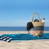 Superior Luxurious 100% Cotton Beach Towels, Oversized 34″ x 64″, Soft Velour Cotton and Absorbent Cotton Terry, Thick and Plush Striped Beach Towels – Multicolored Stripes(Blue)