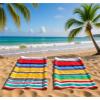 Superior Luxurious 100% Cotton Beach Towels, Oversized 34″ x 64″, Soft Velour Cotton and Absorbent Cotton Terry, Thick and Plush Striped Beach Towels – Multicolored Stripes(Multicolor)