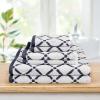 Superior Luxurious Diamonds Cotton Absorbent Oversized Bath Sheet Set of Two, Quick Dry, Perfect for Bathroom, Kitchen, or Beach, Attached Loop for Hook Hanging, Diamond and Solid, Chocolate/Cream(Charcoal/White)