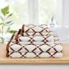 Superior Luxurious Diamonds Cotton Absorbent Oversized Bath Sheet Set of Two, Quick Dry, Perfect for Bathroom, Kitchen, or Beach, Attached Loop for Hook Hanging, Diamond and Solid, Chocolate/Cream(Chocolate/Cream)