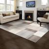 Superior Mack Modern Geometric Tile Indoor Area Rug for Living Room, Bedroom, Office, Kitchen, Dining, Washable Rugs, Jute Backing, Clifton Multi Collection (Grey Brown, 4′ x 6′)(Grey)