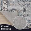 Superior Mahi Floral Medallion Border Washable Indoor Area Rug, Machine Washable Rugs, for Bedroom, Living Room, Dining, Kitchen Floors, Flexible Cotton Backing, Easy Clean Rugs, 10′ x 14′, Grey(Grey-ivory)