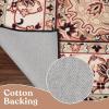 Superior Mahi Floral Medallion Border Washable Indoor Area Rug, Machine Washable Rugs, for Bedroom, Living Room, Dining, Kitchen Floors, Flexible Cotton Backing, Easy Clean Rugs, 10′ x 14′, Grey(Black-ivory)