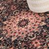 Superior Mahi Floral Medallion Border Washable Indoor Area Rug, Machine Washable Rugs, for Bedroom, Living Room, Dining, Kitchen Floors, Flexible Cotton Backing, Easy Clean Rugs, 10′ x 14′, Grey(Black-ivory)