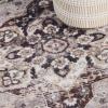 Superior Mahi Floral Medallion Border Washable Indoor Area Rug, Machine Washable Rugs, for Bedroom, Living Room, Dining, Kitchen Floors, Flexible Cotton Backing, Easy Clean Rugs, 10′ x 14′, Grey(Grey)