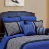 Superior Maxfield 8 Piece Embroidered Comforter Set, Queen, Blue(Queen)