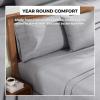 Superior Melange Flannel Cotton Sheet Set, Ultra-Soft Brushed Sheets, Modern, Farmhouse Bedding, Basics, Includes; Flat Sheet, Elastic Deep Pocket Fitted Sheet, Pillowcases, King, Fig Plum(Grey)