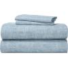 Superior Melange Flannel Cotton Sheet Set, Ultra-Soft Brushed Sheets, Modern, Farmhouse Bedding, Basics, Includes; Flat Sheet, Elastic Deep Pocket Fitted Sheet, Pillowcases, King, Fig Plum(Washed Blue)