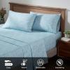 Superior Melange Flannel Cotton Sheet Set, Ultra-Soft Brushed Sheets, Modern, Farmhouse Bedding, Basics, Includes; Flat Sheet, Elastic Deep Pocket Fitted Sheet, Pillowcases, King, Fig Plum(Washed Blue)